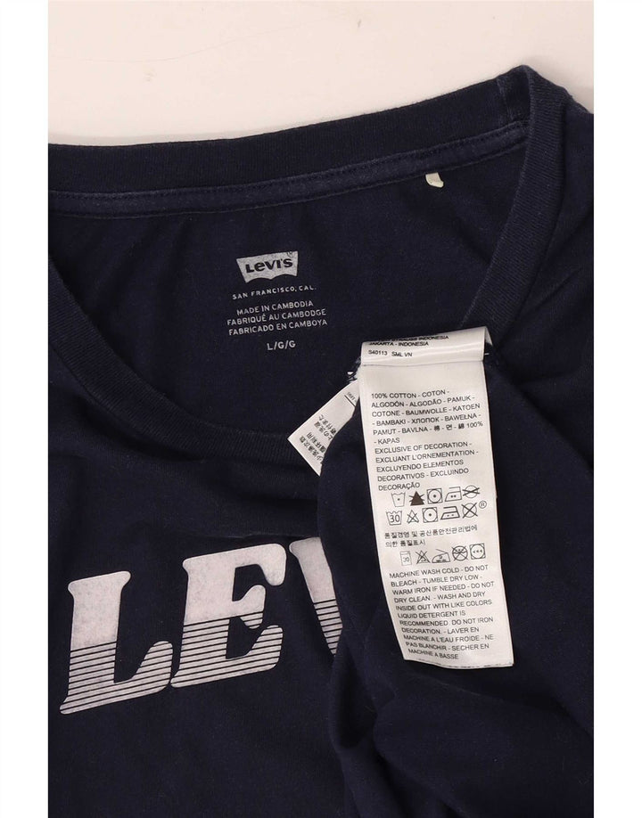 Мужская футболка с рисунком Levi's, большой размер, темно-синий, хлопок