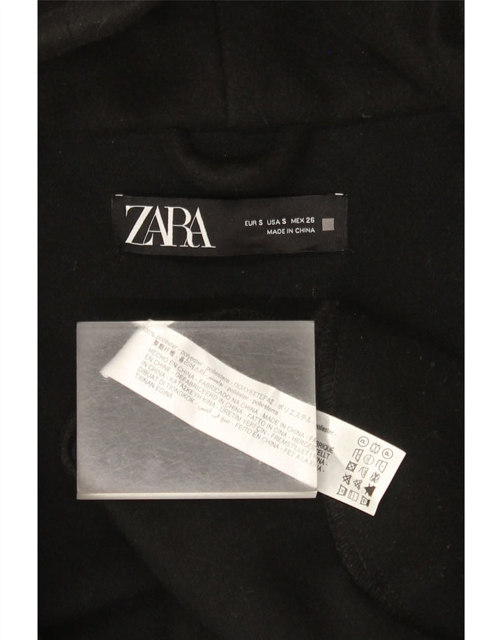 Женское пальто оверсайз с капюшоном Zara UK 10, маленький черный полиэстер