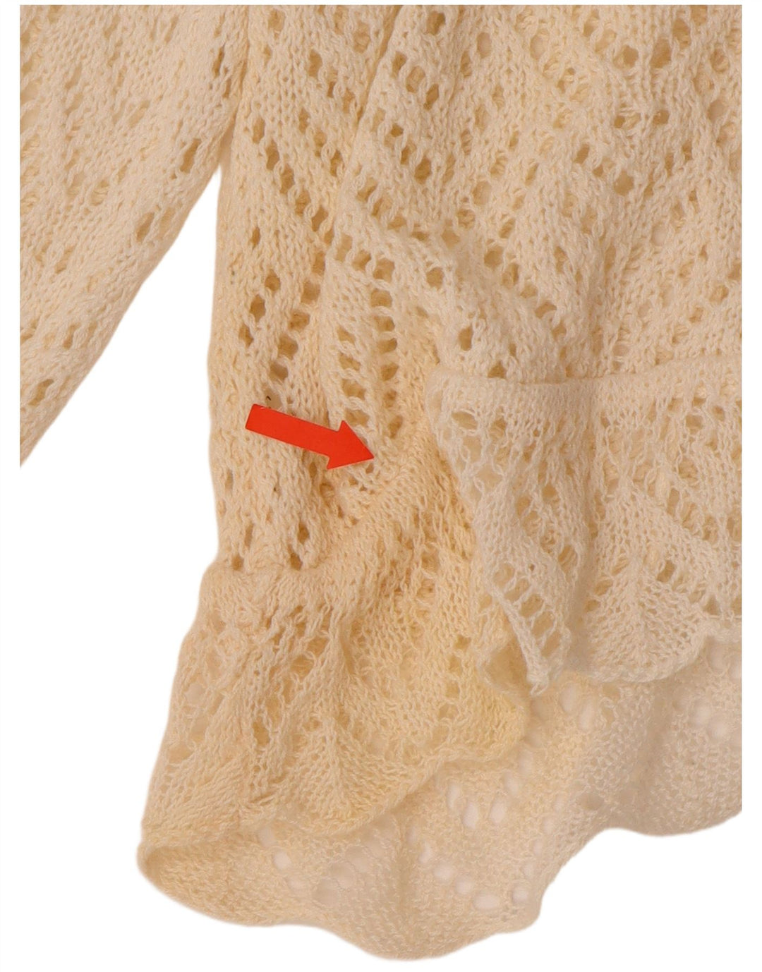 ВИНТАЖНЫЙ женский укороченный кардиган с рукавами 3/4, вязаный крючком, Великобритания, 18 XL, Off White