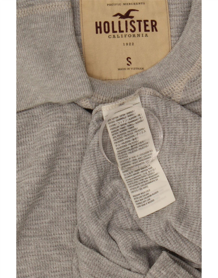 Мужской топ Hollister с длинным рукавом, маленький серый хлопок