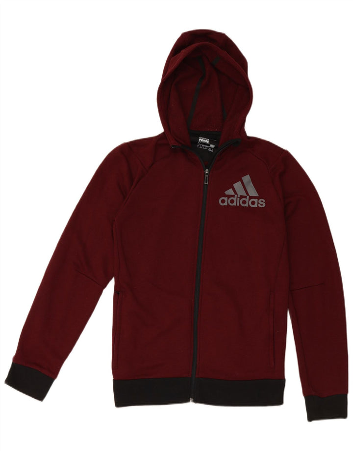 Мужской свитер с капюшоном Adidas на молнии с графическим рисунком, маленький бордовый полиэстер