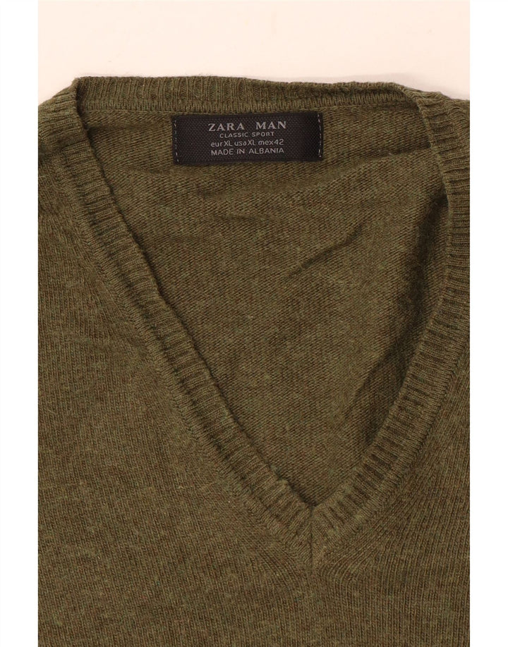 Мужской джемпер с v-образным вырезом Zara XL, хаки
