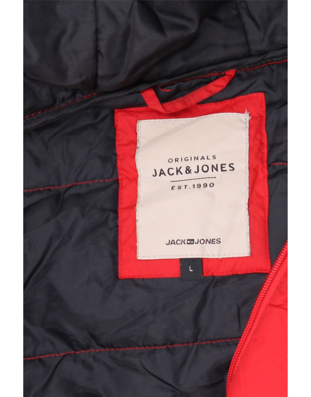 Мужская стеганая куртка с капюшоном JACK & JONES UK 40, большая красная