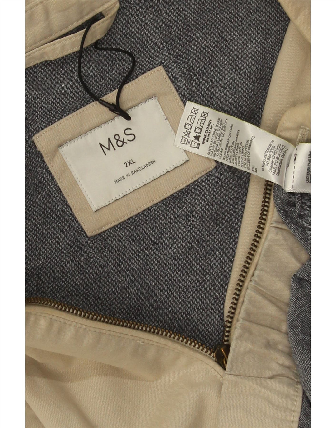 Мужская куртка-бомбер Marks & Spencer UK 44 2XL Бежевый хлопок