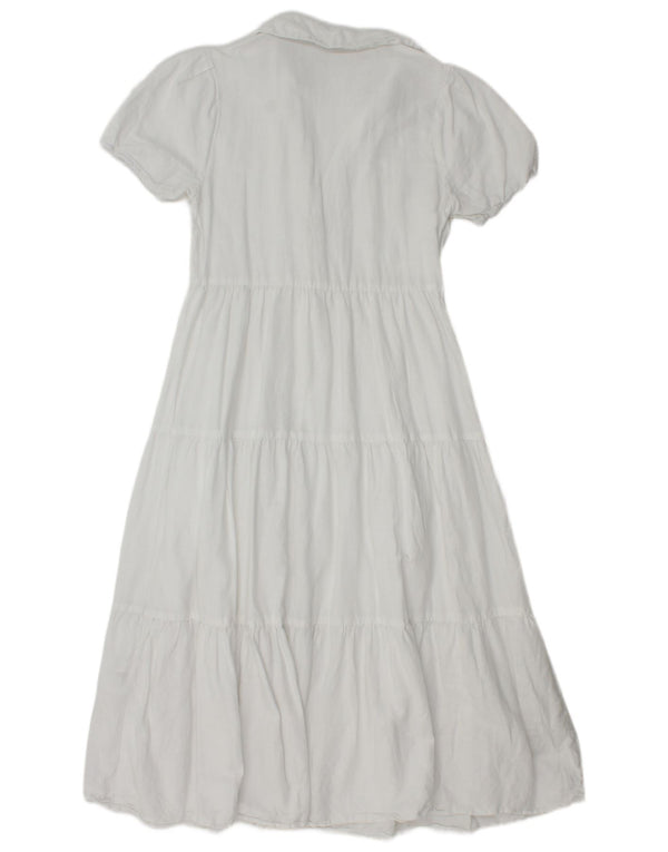 Женское платье-рубашка с короткими рукавами Zara UK 6 XS, белое льняное платье