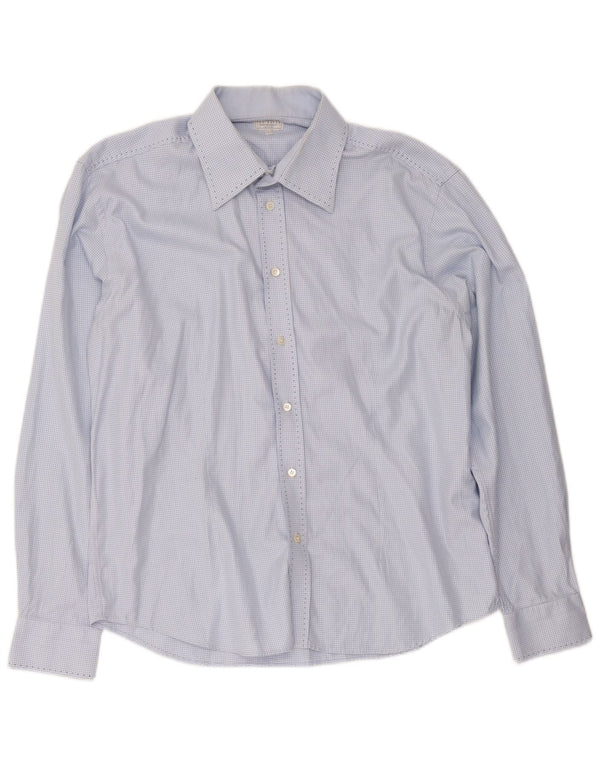 Мужская рубашка Ted Baker, размер 6, 2XL, синяя, хлопок с узором 