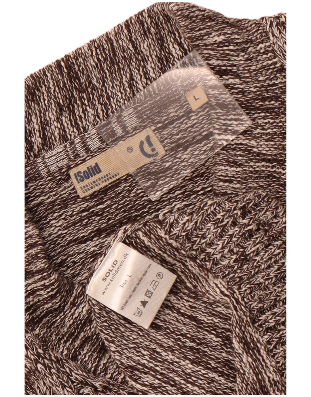 Винтажный мужской кардиган, большой коричневый хлопковый свитер с крапинками