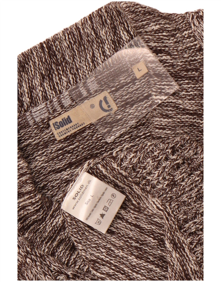 Винтажный мужской кардиган, большой коричневый хлопковый свитер с крапинками