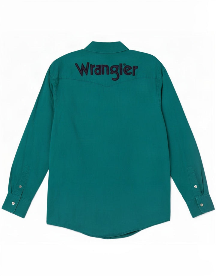 Мужская рубашка Wrangler с рисунком в стиле вестерн, большая зеленая хлопковая ткань