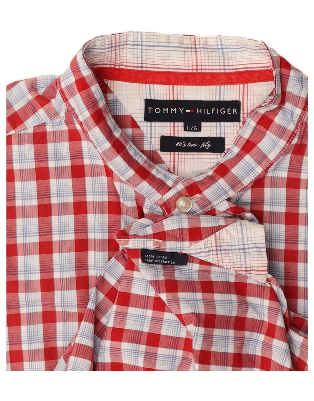 TOMMY HILFIGER Мужская рубашка с коротким рукавом, большая красная клетка, хлопковая