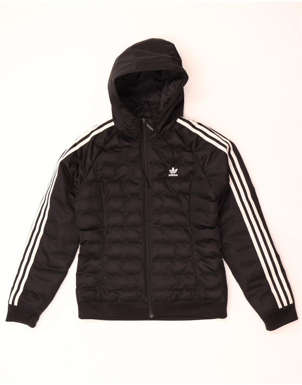 Женская утепленная куртка Adidas UK 12, средний черный полиэстер