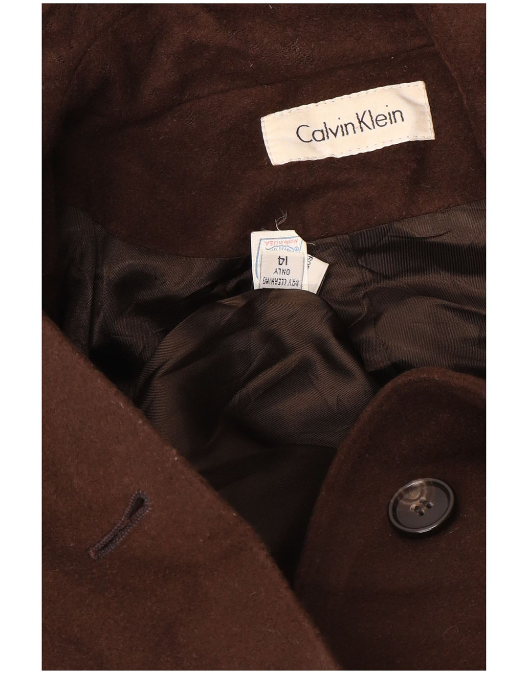 Женское пальто оверсайз Calvin Klein US 14 XL, коричневая шерсть