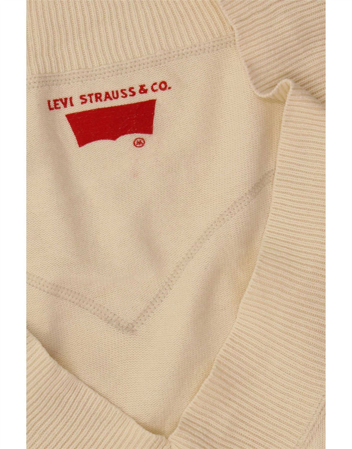 Женский джемпер с v-образным вырезом Levi's UK 12 Medium Off White