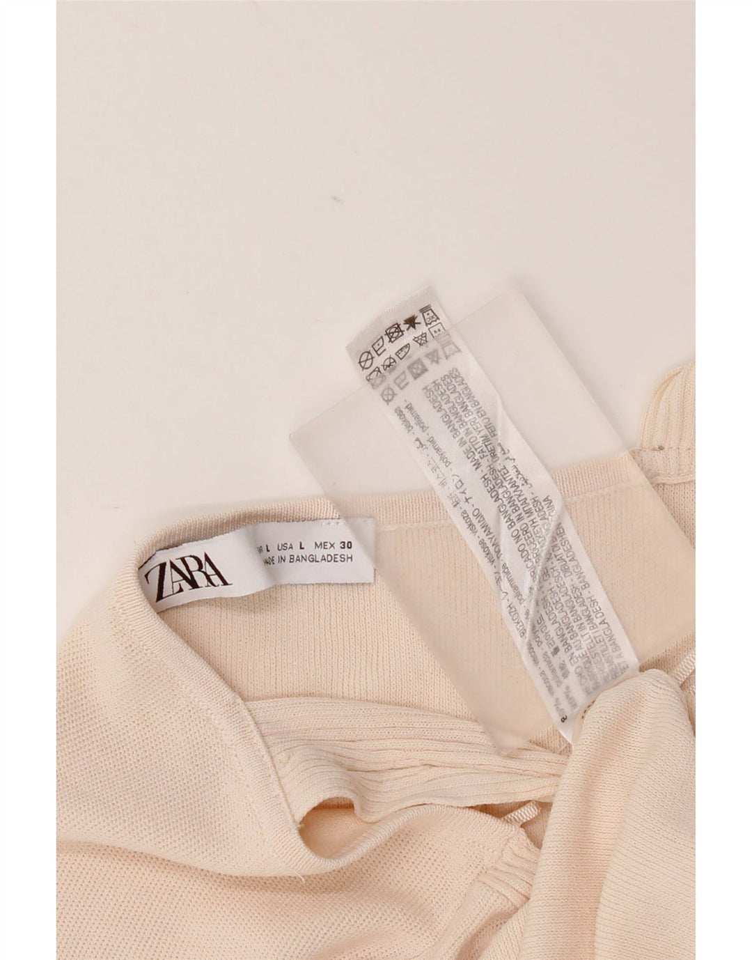 Женский укороченный топ на бретельках Zara UK 14, большой размер, бежевый, вискоза