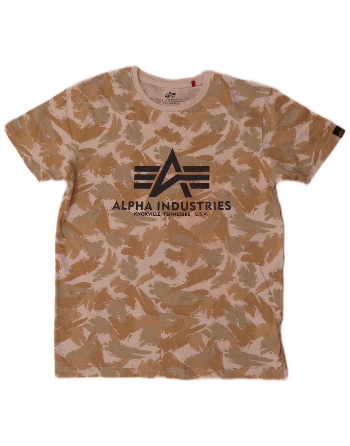 Мужская футболка с рисунком Alpha Industries, маленький разноцветный хлопок