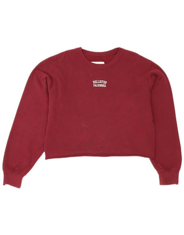 Женский укороченный свитшот оверсайз Hollister UK 6 XS, бордовый хлопок