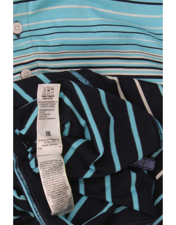 Мужская рубашка-поло Marks & Spencer XL, хлопковая синяя полоска