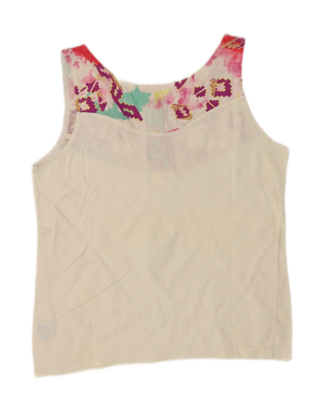 ADIDAS Womens Vest Top EU 40 Medium White Geometric Vintage Adidas and Second-Hand Adidas from Messina Hembry 