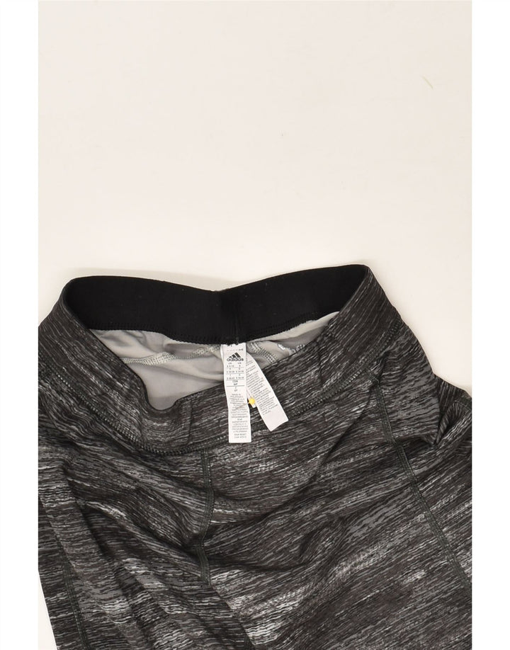 ADIDAS Womens Capri Leggings UK 8-10 Small Grey Flecked Polyester | Vintage Adidas | Thrift | Second-Hand Adidas | Used Clothing | Messina Hembry 