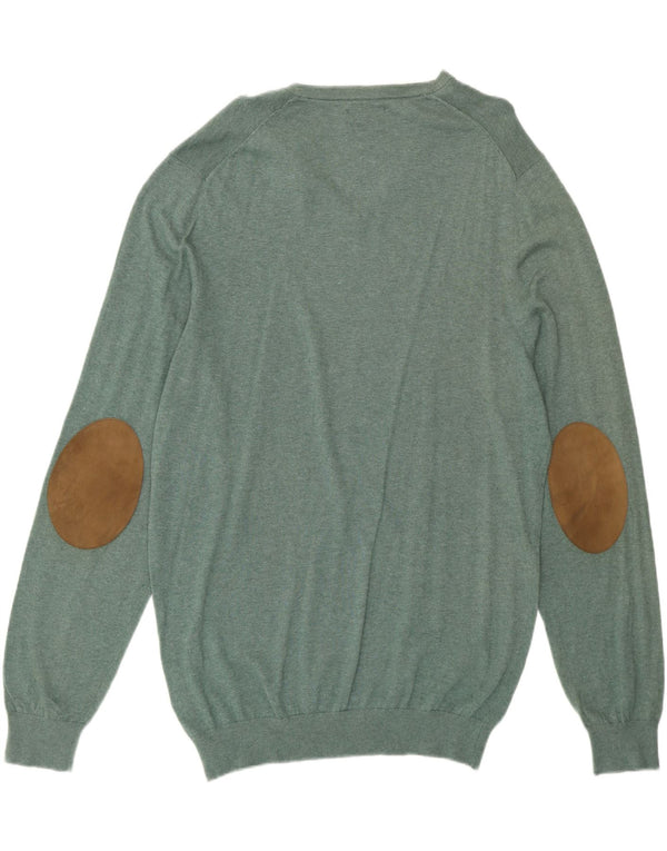 MASSIMO DUTTI Мужской джемпер с v-образным вырезом 2XL, зеленый хлопок