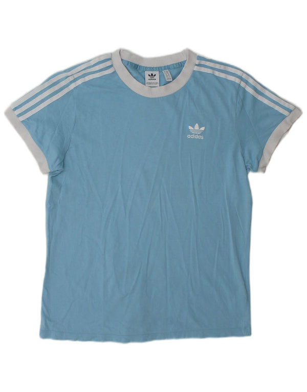 Женская футболка Adidas Top UK 10, маленькая, синяя, хлопковая, спортивная
