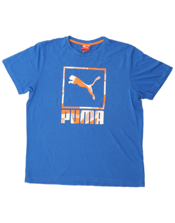 Мужская футболка с рисунком Puma Top XL, синяя, хлопок
