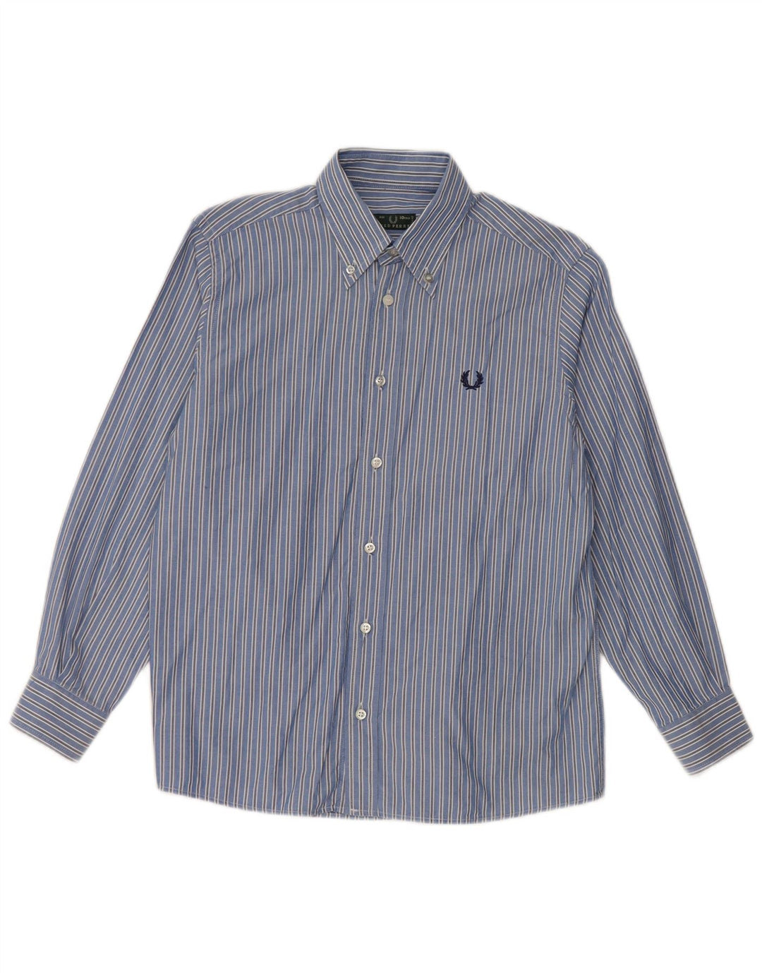 Рубашка Fred Perry для мальчиков 9–10 лет, синяя хлопковая полоска в тонкую полоску