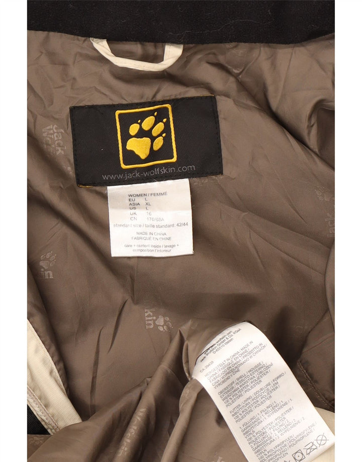 JACK WOLFSKIN Womens Hooded Padded Coat UK 16 Large  Off White Polyester Vintage Jack Wolfskin and Second-Hand Jack Wolfskin from Messina Hembry 