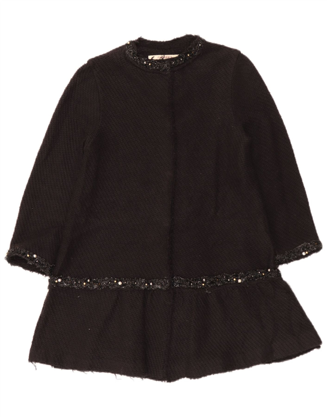 Женское пальто Zara UK 12, средний черный хлопок
