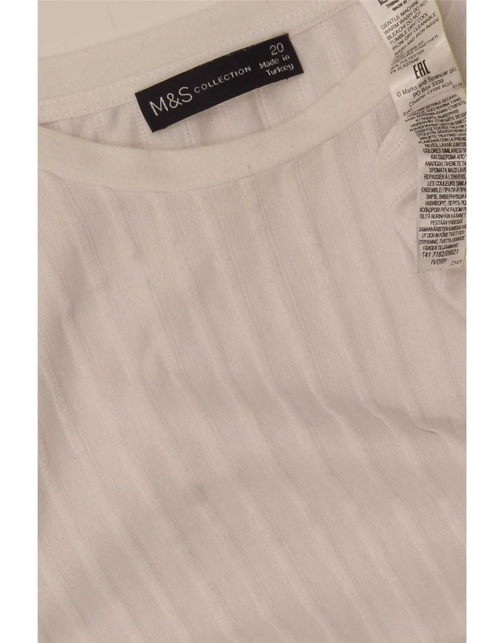 Женский оверсайз-топ с длинными рукавами Marks & Spencer UK 20 2XL, белый полиэстер