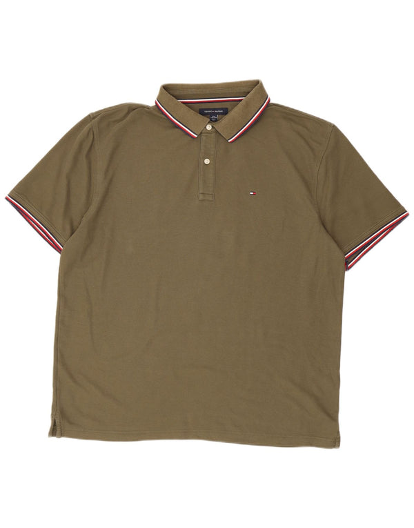 Мужская рубашка поло Tommy Hilfiger стандартного кроя 2XL, хлопок цвета хаки