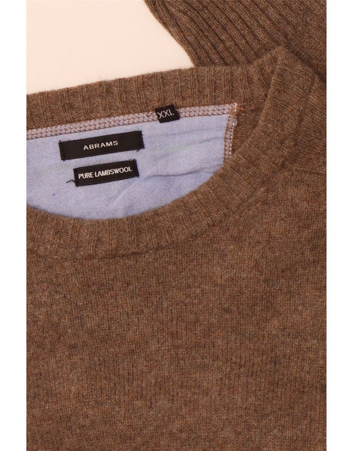 Мужской свитер ABRAMS с круглым вырезом 2XL, коричневый из овечьей шерсти