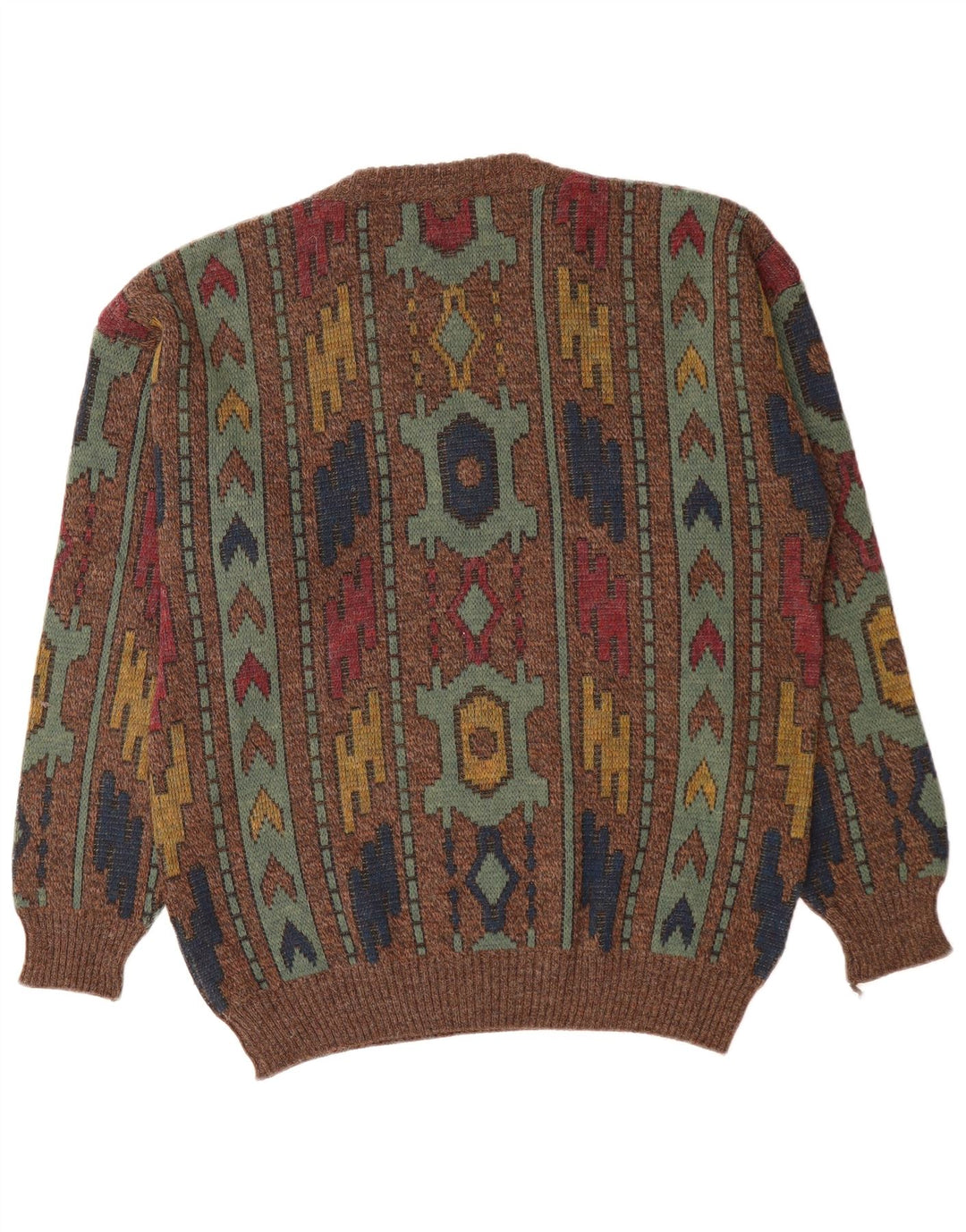 Мужской джемпер с v-образным вырезом VINTAGE IT 50, средний коричневый с геометрическим узором