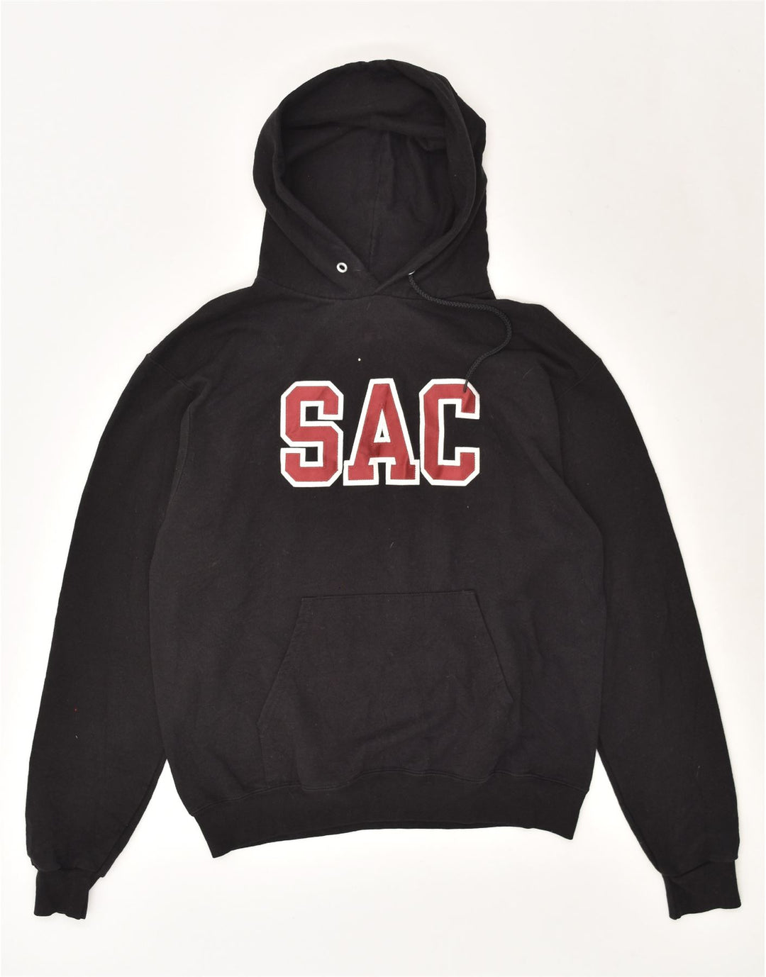 CHAMPION Mens Graphic Hoodie Jumper Medium Black Cotton Vintage Champion and Second-Hand Champion from Messina Hembry 