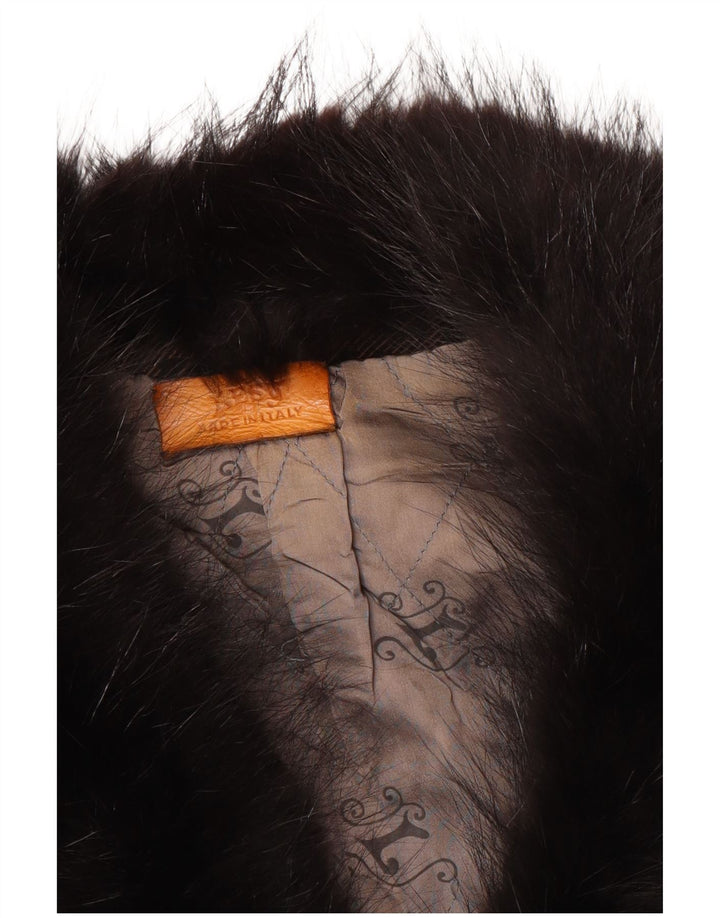 Женское пальто Lesy UK 14 Средне-коричневое с геометрическим узором