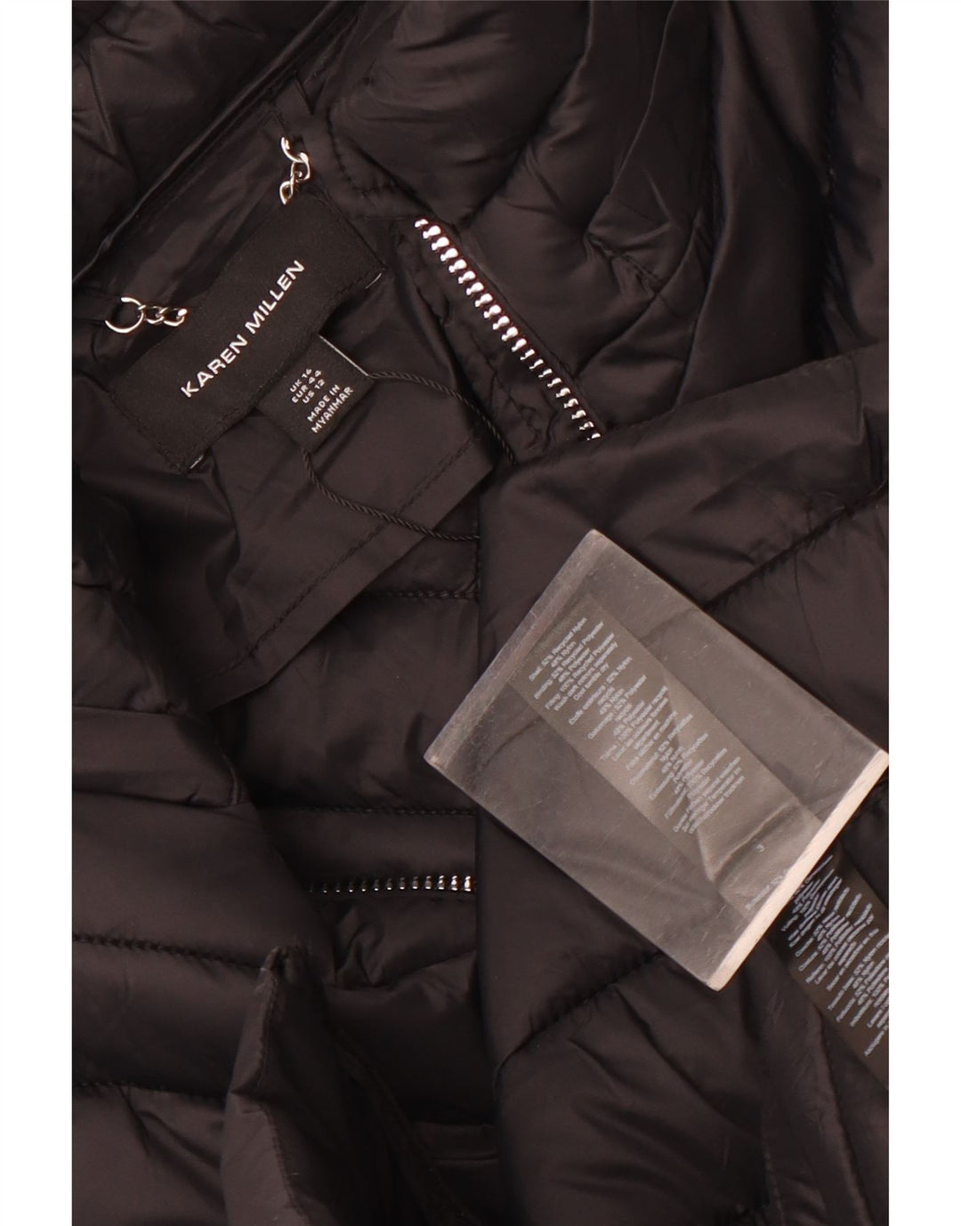 Женское стеганое пальто Karen Millen UK 14, большой черный нейлон