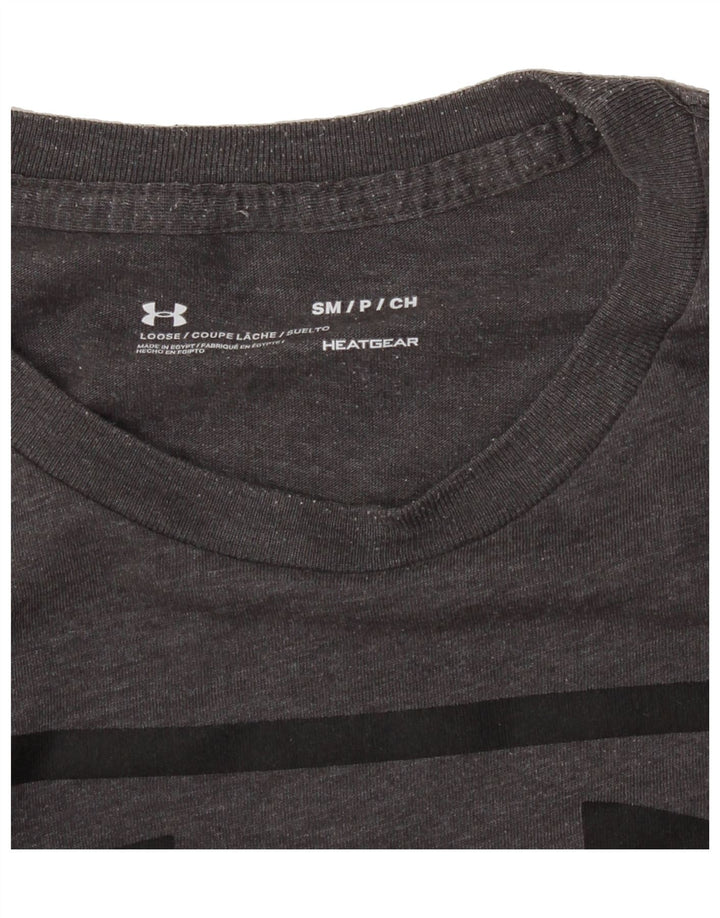 UNDER ARMOUR Mens Heat Gear Graphic T-Shirt Top Medium Grey Vintage Under Armour and Second-Hand Under Armour from Messina Hembry 