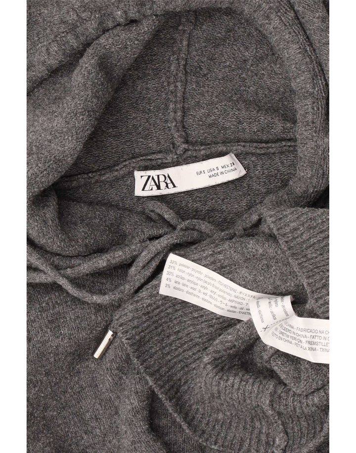 Женский свободный джемпер с капюшоном Zara UK 10, маленький серый полиэстер