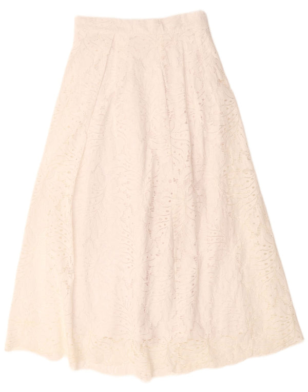 Женская макси кружевная расклешенная юбка Zara XS W25, белый хлопок, цветочный принт