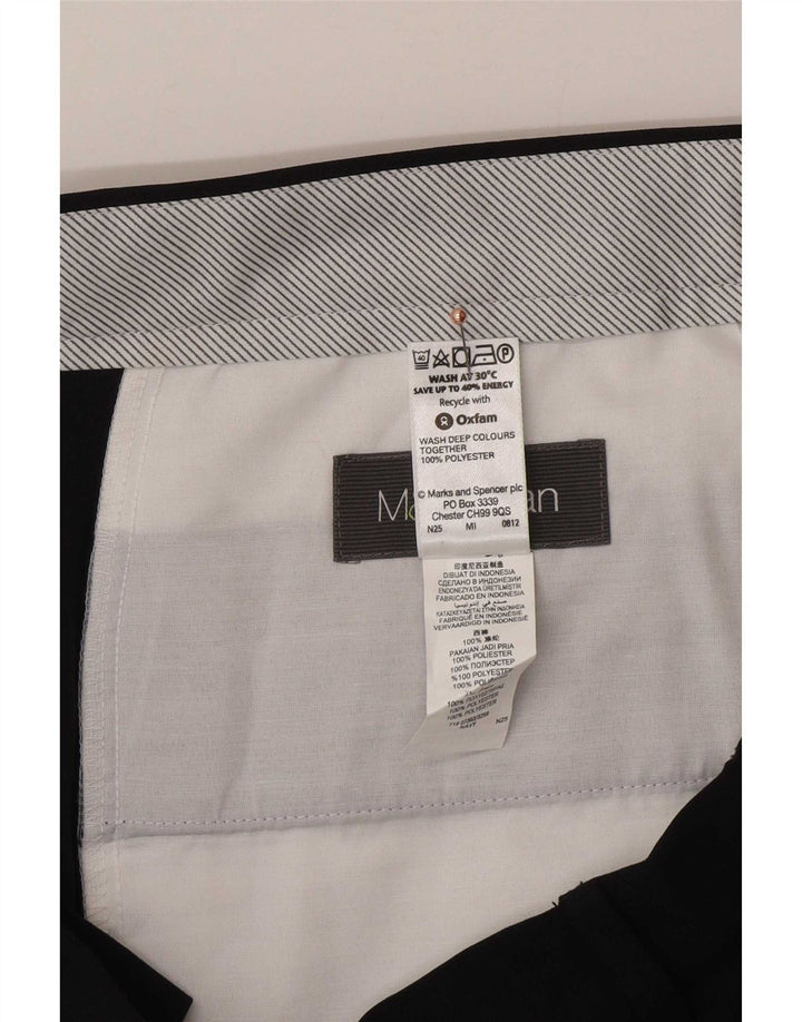 Мужские прямые повседневные брюки Marks & Spencer W36 L31 темно-синего цвета из полиэстера