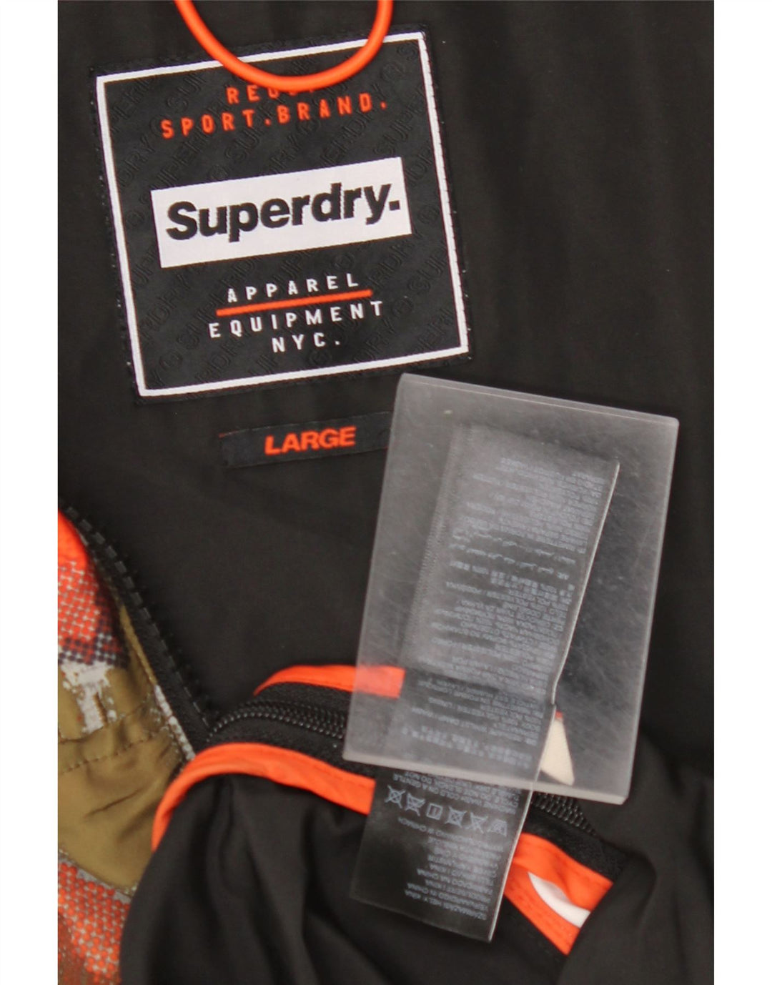 SUPERDRY Мужской пуловер-дождевик с капюшоном UK 40 Большой Черный Пятнистый
