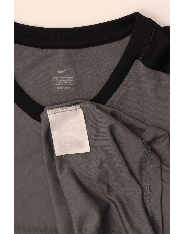 Мужская футболка Nike Dri Fit Top XL, серый полиэстер с цветными блоками