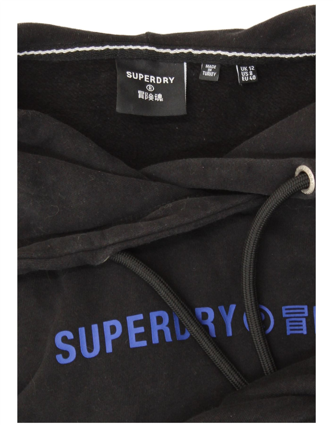 SUPERDRY Женский укороченный джемпер с капюшоном и рисунком оверсайз UK 12, средний черный