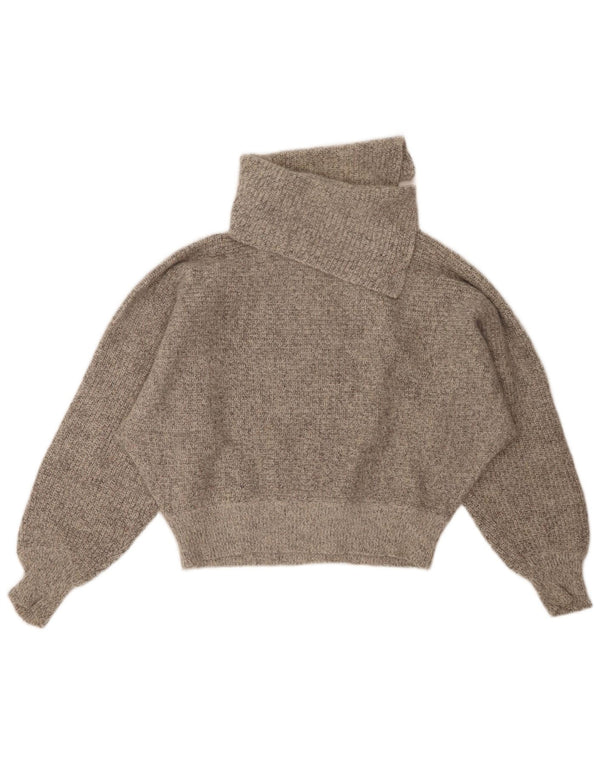 Женский укороченный джемпер с высоким воротником BAGARRY UK 14, большой серый в крапинку