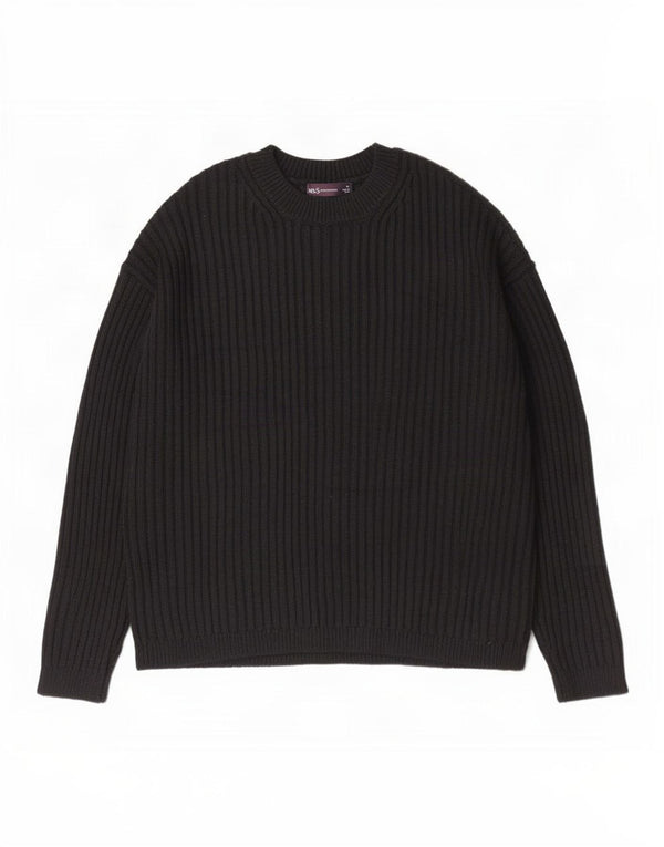 Marks & Spencer Womens Crew Neck Jumper Sweater UK 14 Medium Black