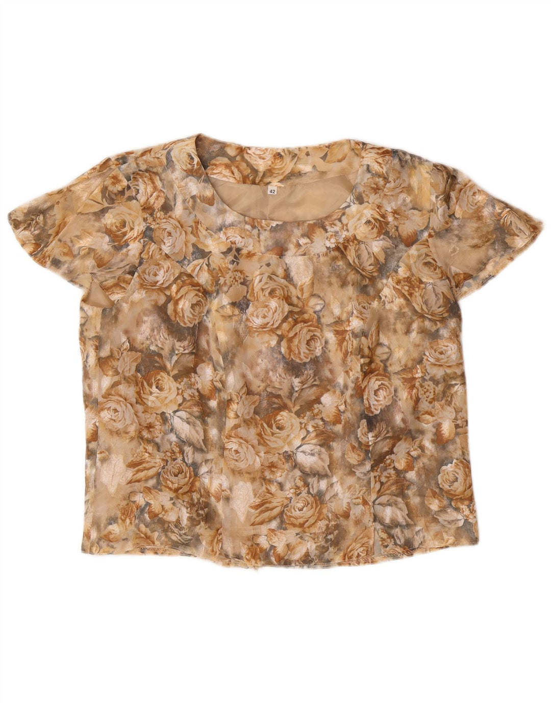 Укороченная женская блузка VINTAGE IT 42 Medium Beige Floral