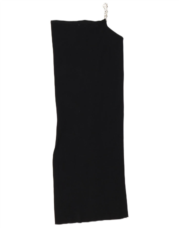 Женское платье на одно плечо Zara UK 10, маленькое черное из вискозы