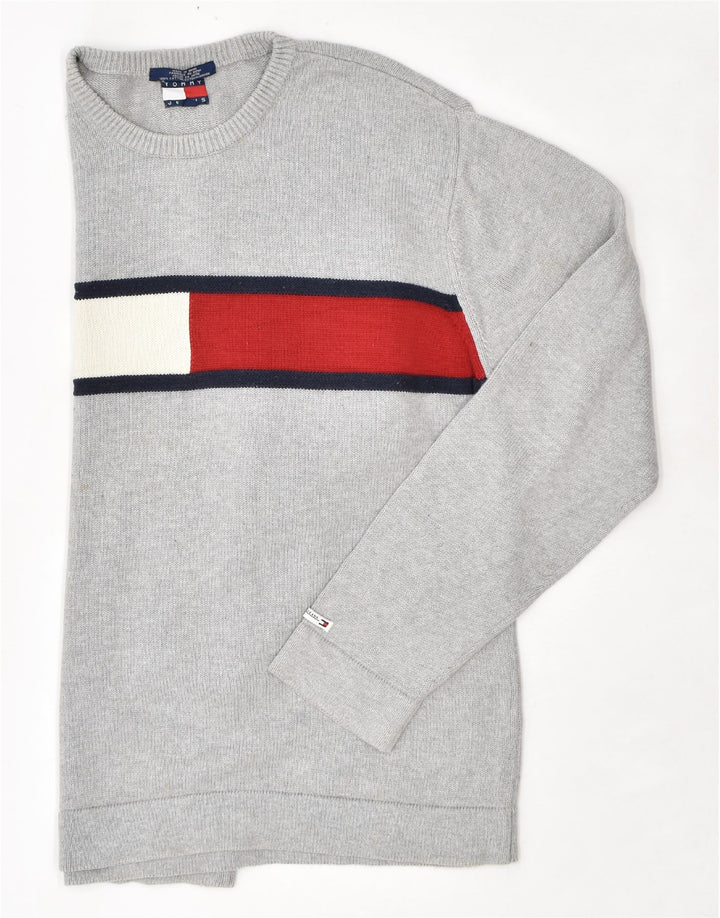 Мужской свитшот с рисунком TOMMY HILFIGER, большой серый хлопковый джемпер