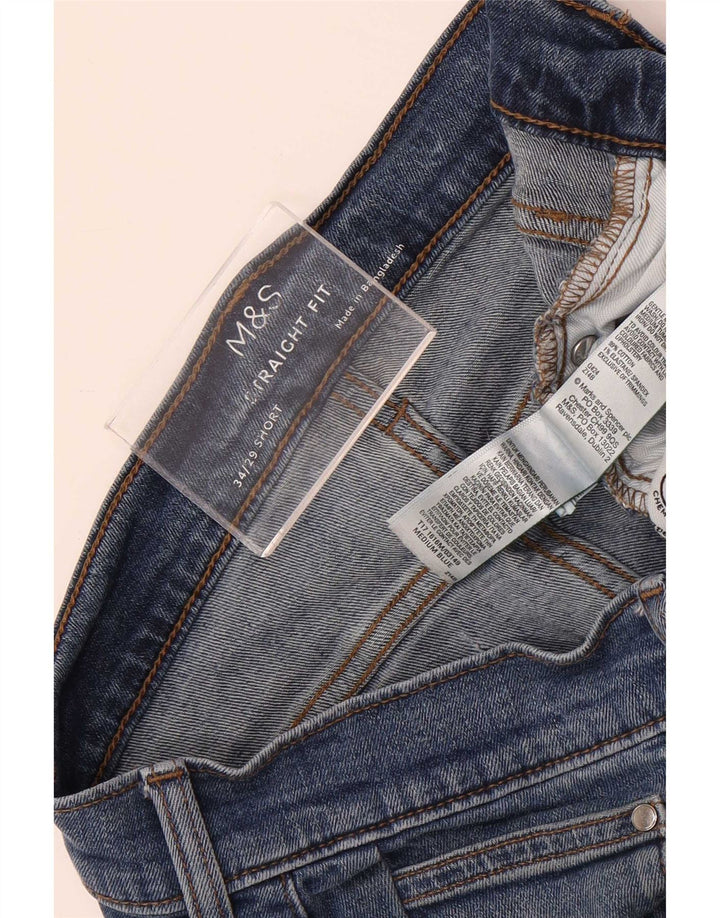 Мужские прямые джинсы Marks & Spencer W34 L29 синие, хлопок