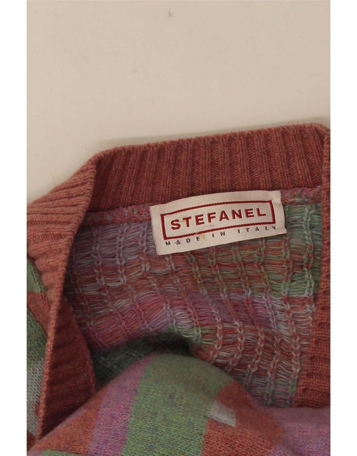 Женский кардиган Stefanel UK 18 XL Разноцветный с геометрическим узором